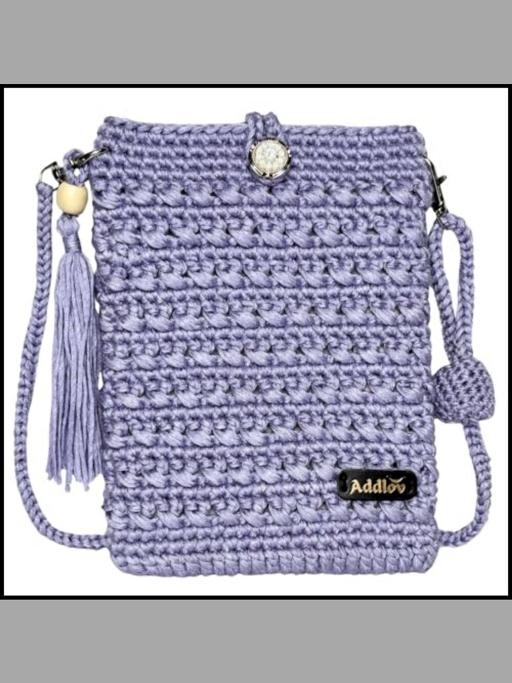 Handmade Crochet Crossbody Bag Mini Cell Phone Purse Tassel